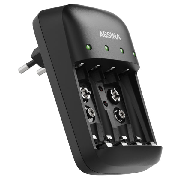 Absina X4 Akkuladegerät (NiMH/NiCd für AAA, AA und 9 V Akkus)