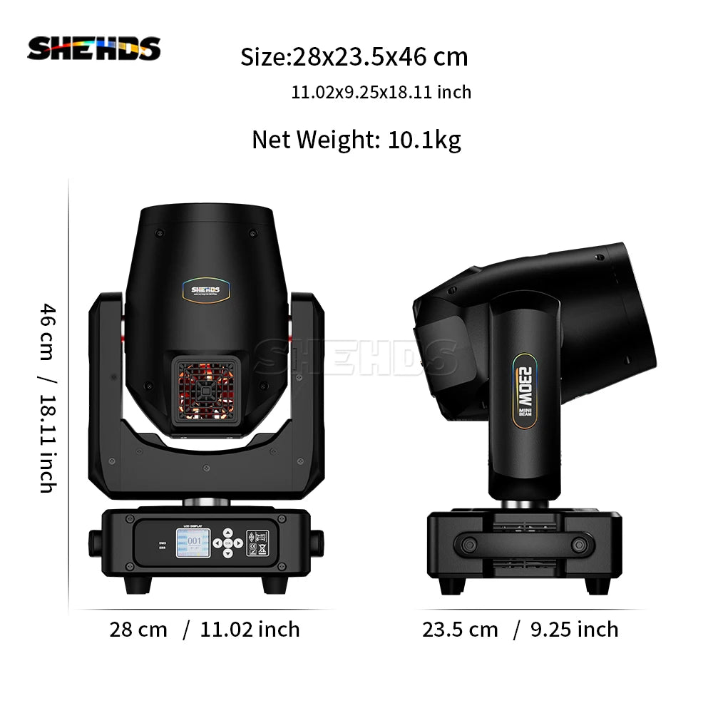 Projecteur asservi Shehds 230W 7R – Éclairage professionnel DMX pour DJ et scène