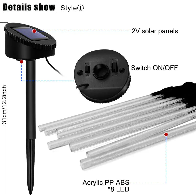 🌟 AMARYLLIS Solar Tuinpad Verlichting – Decoratieve Tube Solar Lights IP65