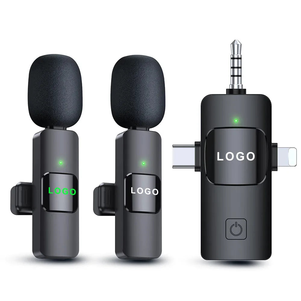 EONLINE 3-in-1 Draadloze Lavalier Microfoon – Voor iPhone, iPad, Android & Camera – Met Noise Cancelling