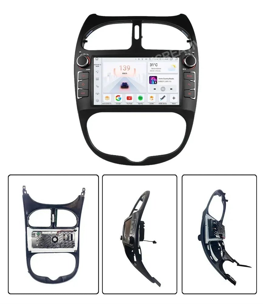 Android 2DIN Autoradio 7 Zoll mit CarPlay & Android Auto für Peugeot 206 (2000–2008)