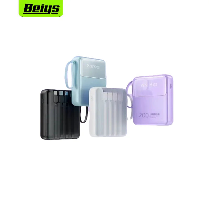 Batterie externe ultra-mince de 20 000 mAh avec câbles intégrés – Charge rapide et écran LED