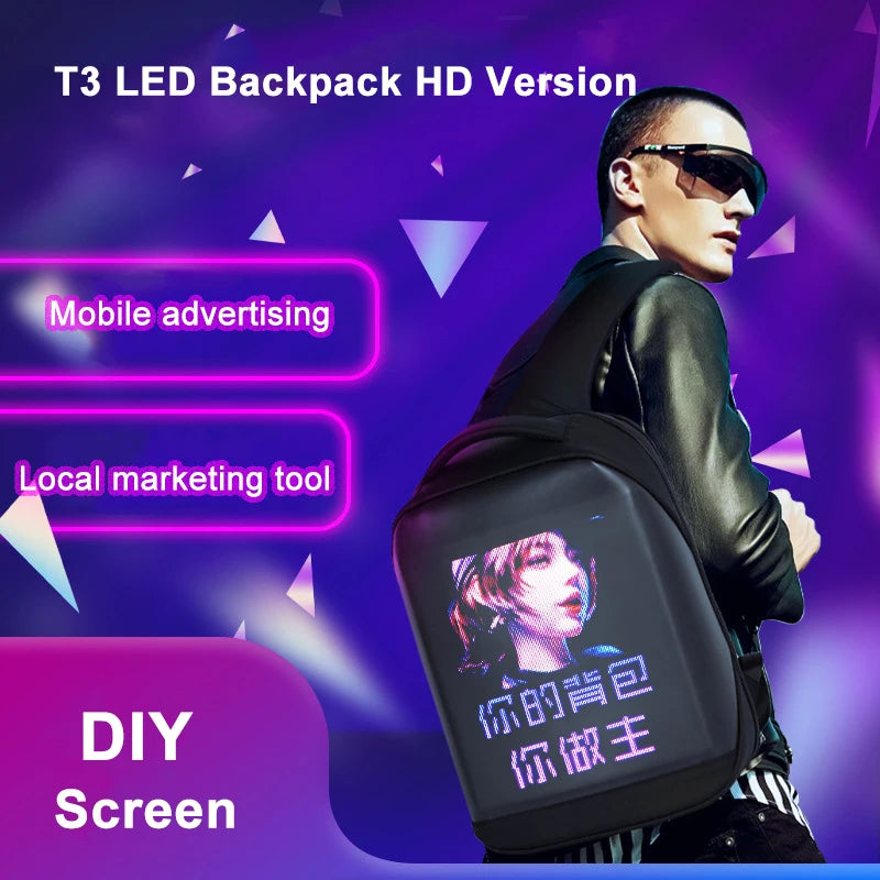 Teejoin MC-T31 LED-Rucksack – 4G- und GPS-LED-Werberucksack mit HD-RGB-Bildschirm