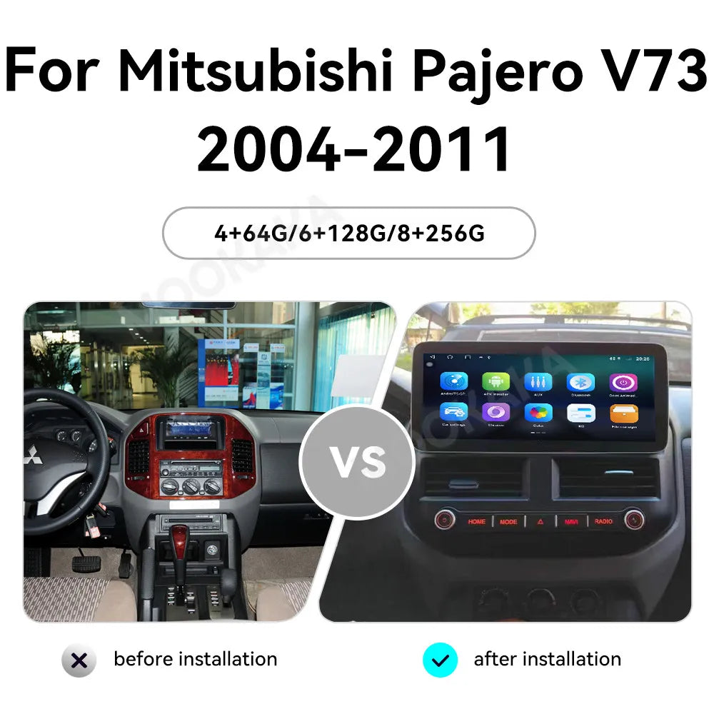MOOKAKA 12,3" Android 13 Autoradio für Mitsubishi Pajero V73 (2004–2011) – CarPlay, Android Auto & GPS-Navigation