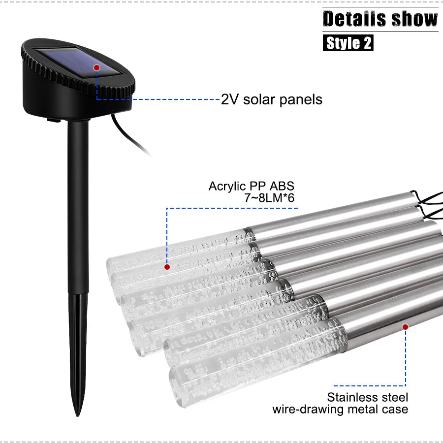 🌟 AMARYLLIS Éclairage solaire pour allée de jardin – Tubes lumineux solaires décoratifs IP65