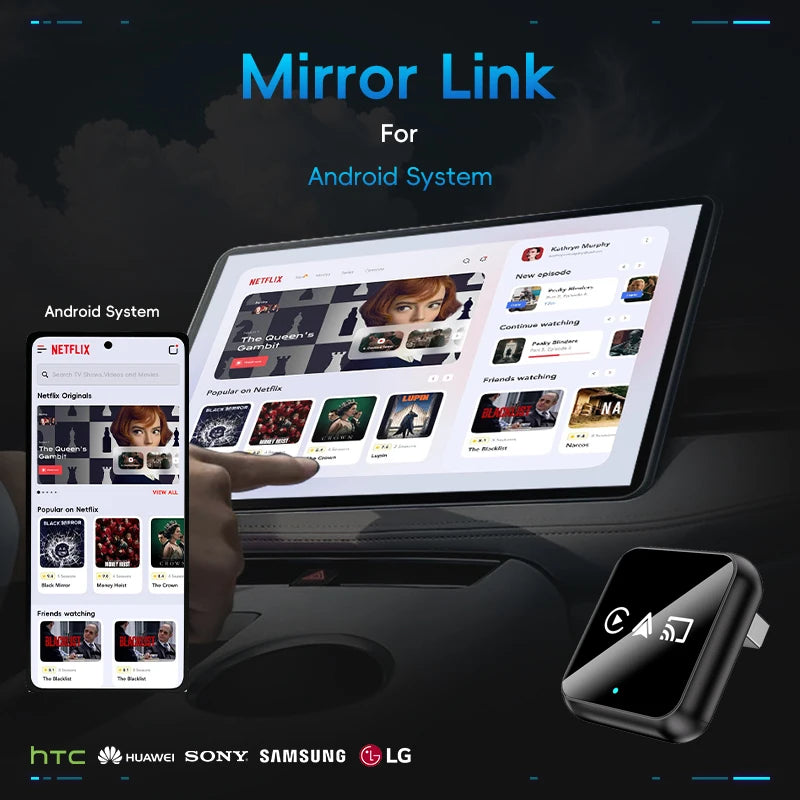 Boîtier CarPlay 3-en-1 QIANYAO – CarPlay et Android Auto sans fil – Plug & Play
