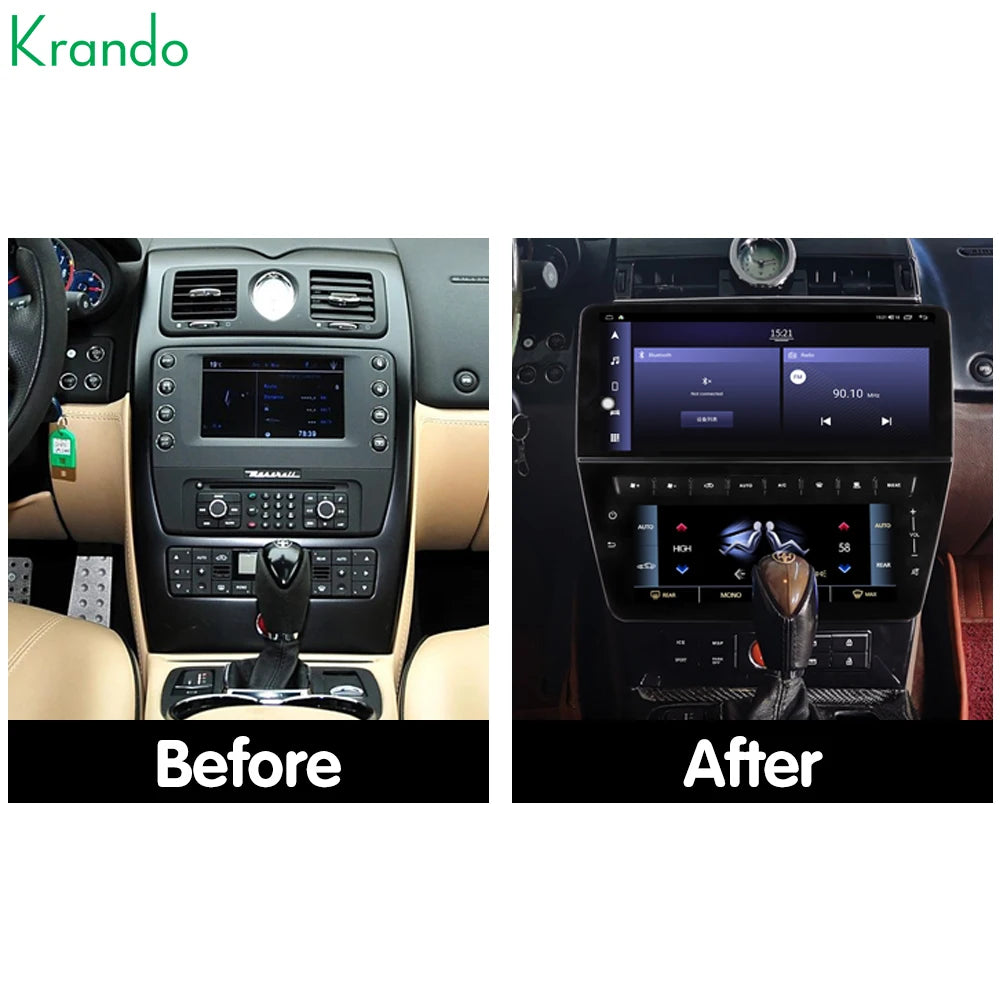 Écran Krando 12,3" avec navigation Android et climatisation pour Maserati Quattroporte 2004-2012 – CarPlay et 4G