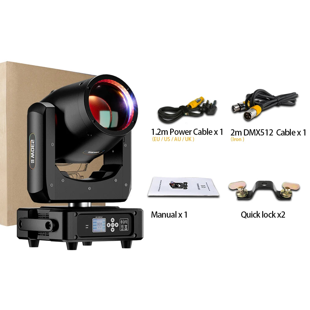 Projecteur asservi Shehds 230W 7R – Éclairage professionnel DMX pour DJ et scène