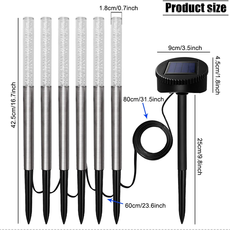 🌟 AMARYLLIS Éclairage solaire pour allée de jardin – Tubes lumineux solaires décoratifs IP65