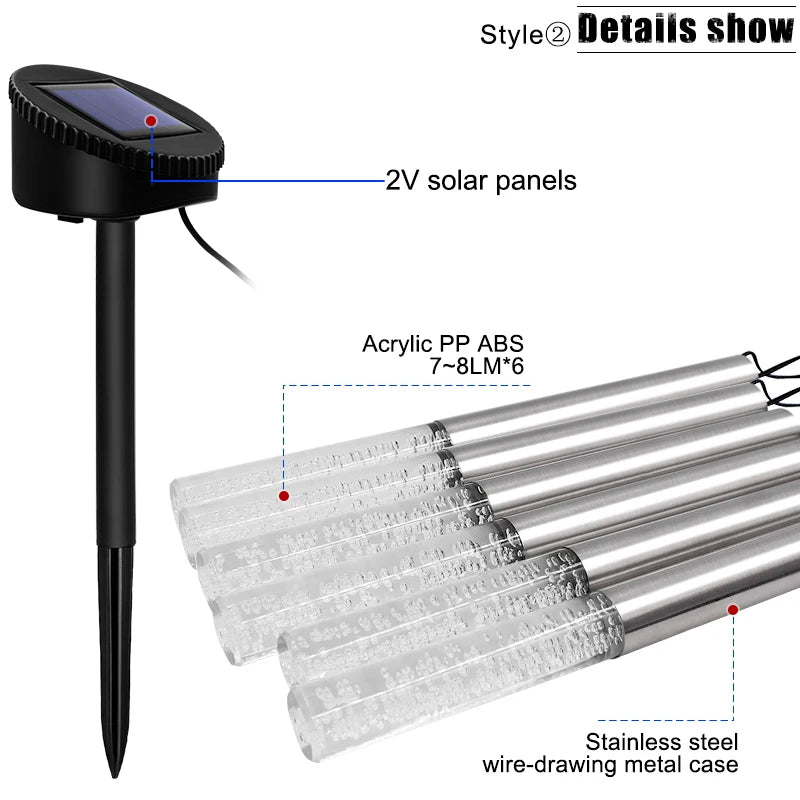 🌟 AMARYLLIS Éclairage solaire pour allée de jardin – Tubes lumineux solaires décoratifs IP65