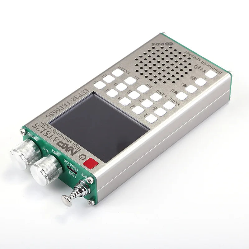 HQXRTEK ATS125 ESP32 Full Band Radio β Draagbare AM/FM Ontvanger met Zaklamp & Digitaal Display