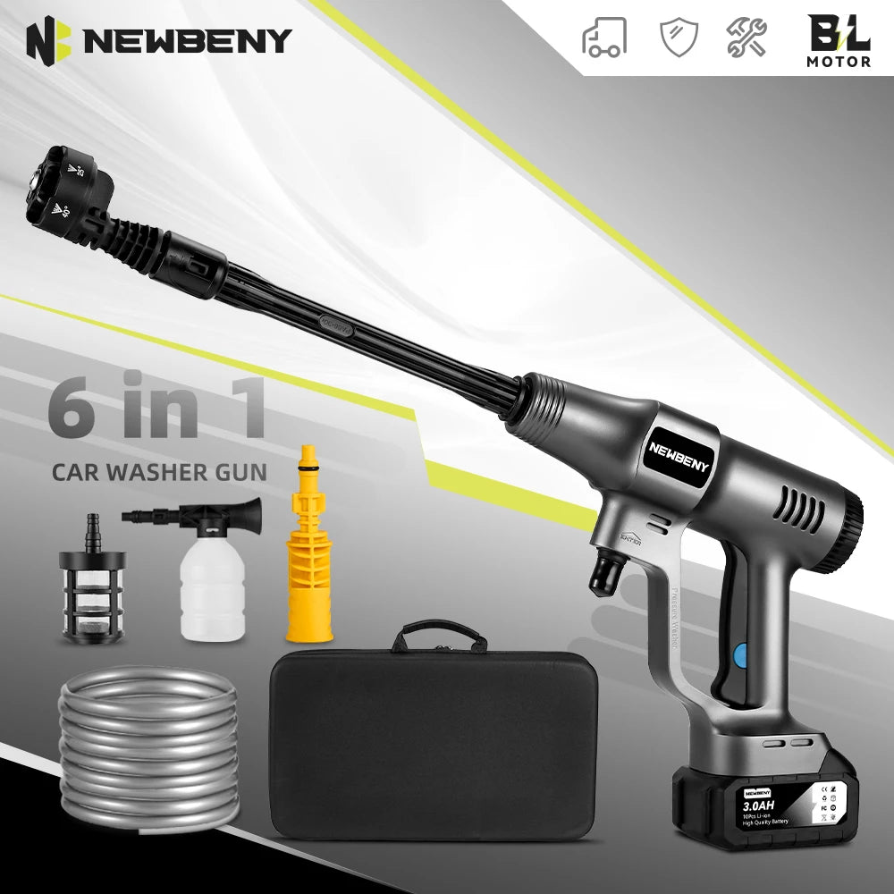 🚿 Newbeny 200 Bar Accu Hogedrukreiniger – Brushless Elektrische Watergun (18V)