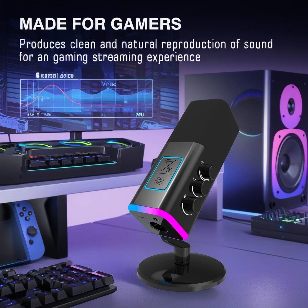 Microphone professionnel ONELEADER AM8 – Microphone gaming USB et XLR avec éclairage RGB