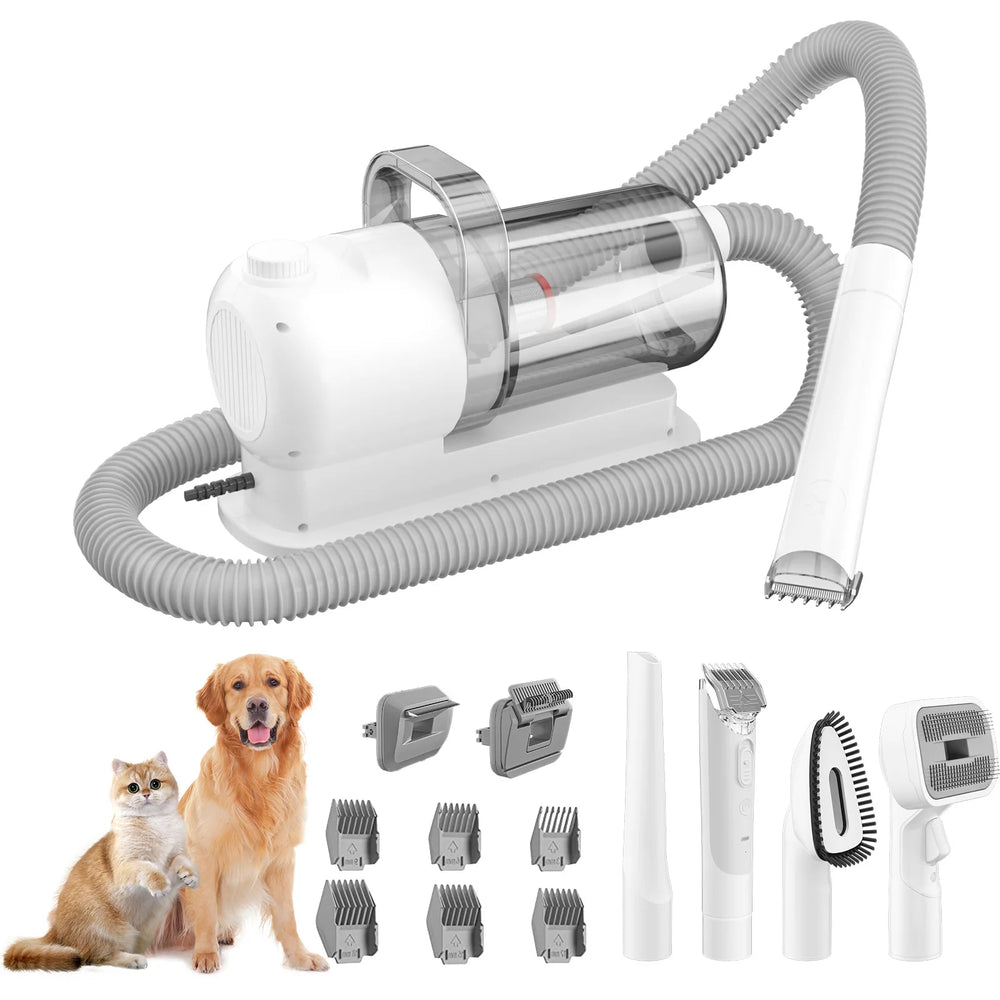 Kit de toilettage 2 en 1 pour animaux avec aspirateur – Tondeuse à poils pour chiens et chats