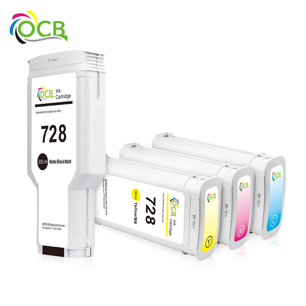 Cartouche d'encre OCBESTJET HP 728 300 ml / 130 ml – Avec puce – Pour DesignJet T730 / T830