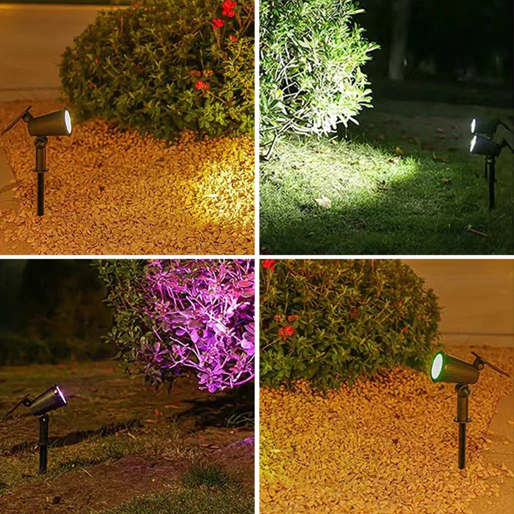 🌈 Projecteurs solaires Heinast 9 LED RGB – Projecteurs de jardin étanches IP65 (intensité variable)