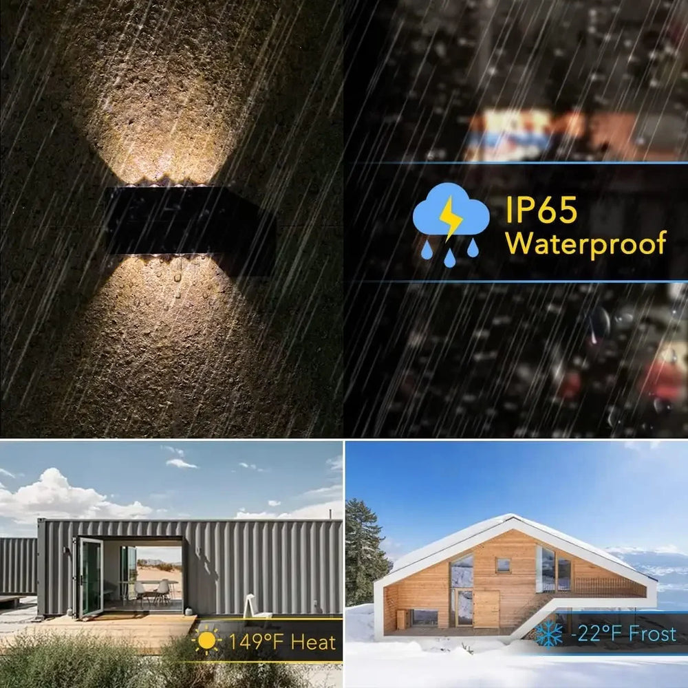 🔆 ZHIYU Solar Wandlamp Up & Down – Waterdichte LED Wall Washer