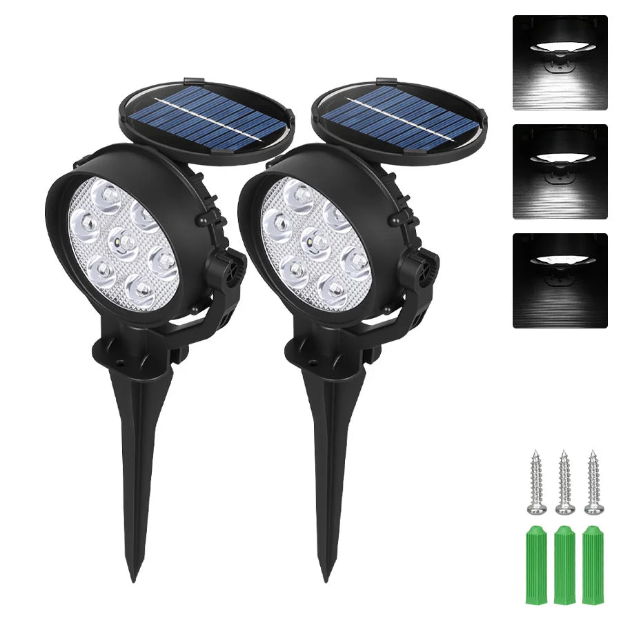 🌈 Projecteurs solaires Heinast 9 LED RGB – Projecteurs de jardin étanches IP65 (intensité variable)