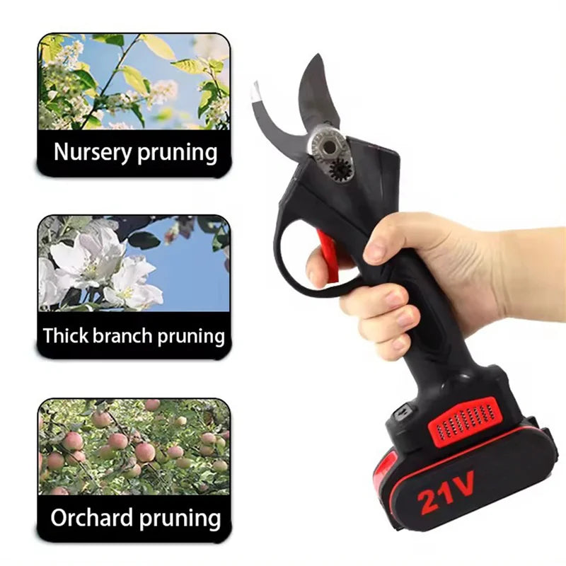 TKKEACE 1200W Cordless Electric Pruner – 21V Accu Snoeischaar met Brushless Motor (25mm)