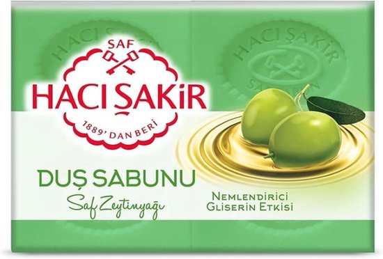Hacı Şakir Olive Oil Glycerin Pure Olive Oil Shower Soap (4 Pieces) – Traditional Turkish Moisturizing Soap 🌿