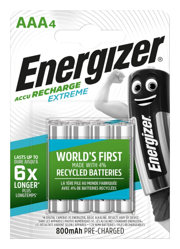 Piles rechargeables Energizer R03/AAA Ni-MH 800mAh Extreme 4x