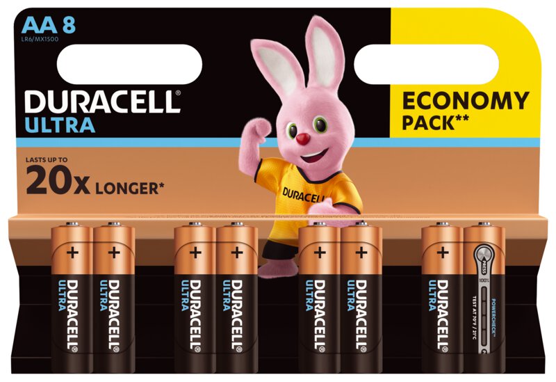 8 x Duracell Ultra Powercheck LR6 AA Alkalibatterien