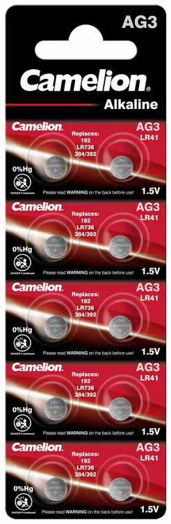 Camelion Alkalische Knopfzelle AG3 LR41 1,5 V