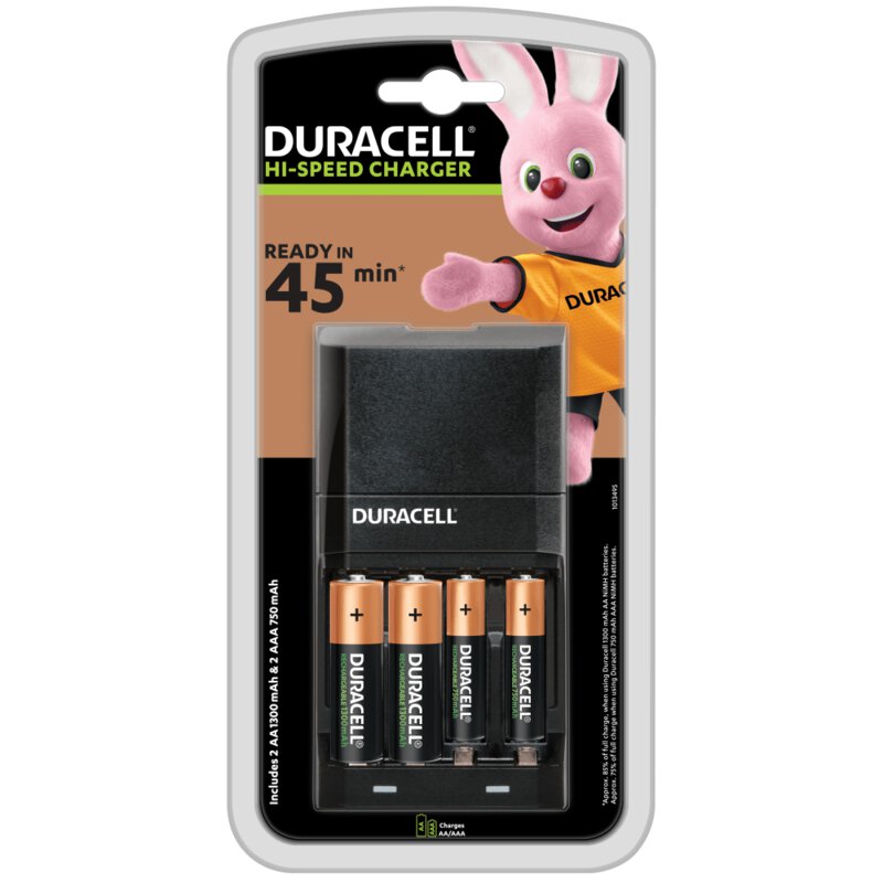 Chargeur de piles Duracell CEF27 + 2xAA + 2xAAA art. n°:413797