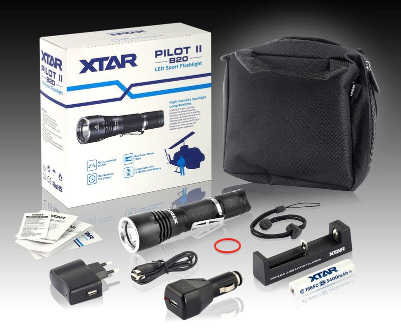Xtar B20 Pilot II LED zaklamp kit met batterij en lader