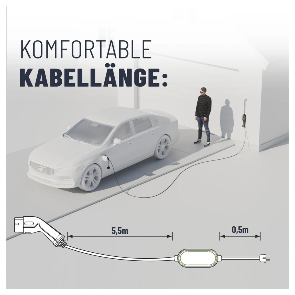 Absina mobiel laadstation type 2 huishoudelijke stopcontacten 3,7 kW / 13 A / 6 meter