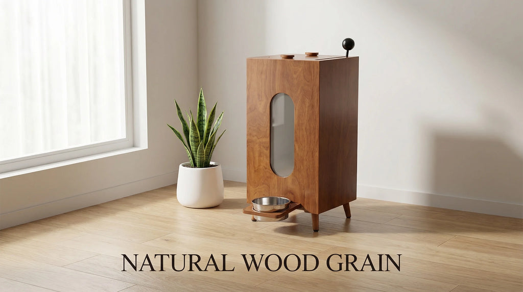 Gamelle en bois pour chien et chat – Distributeur de croquettes automatique au design Noyer grande capacité