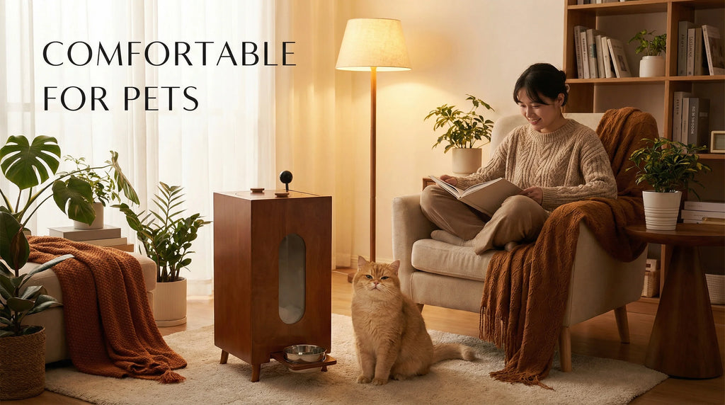 Gamelle en bois pour chien et chat – Distributeur de croquettes automatique au design Noyer grande capacité