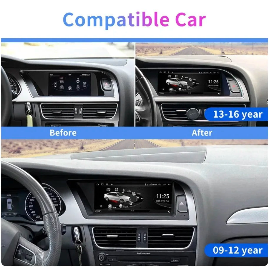 Android 13 8,8" Autoradio mit kabellosem CarPlay – Für Audi A4L / A4 B8 (2009–2016)