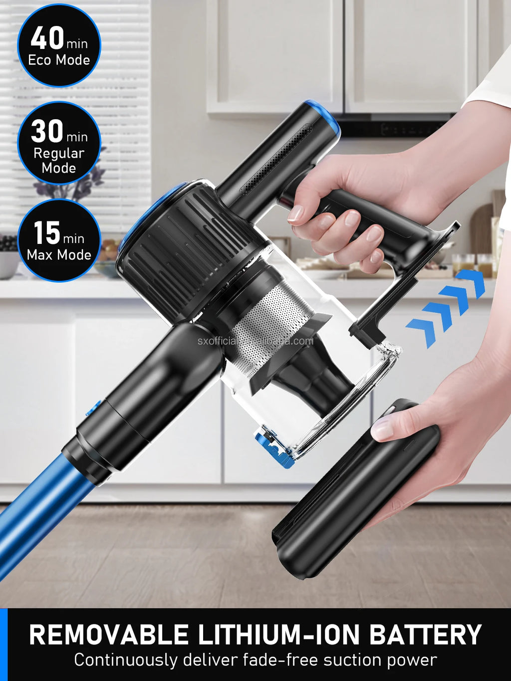 Aspirateur balai sans fil avec LED et laser – Nettoyeur puissant pour poils d'animaux