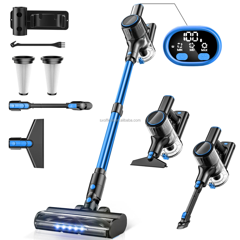 Aspirateur balai sans fil avec LED et laser – Nettoyeur puissant pour poils d'animaux