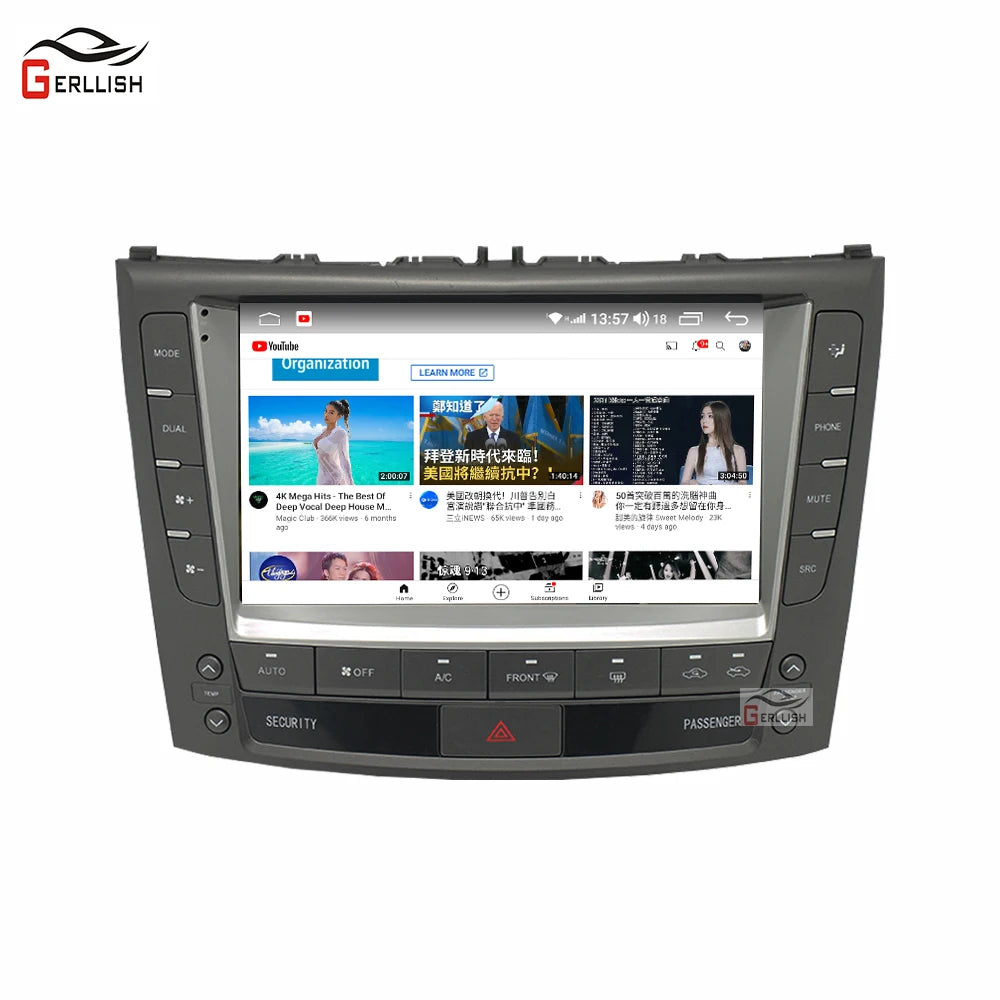 Gerllish 9” Android Multimedia Radio voor Lexus IS (2006–2012) – GPS – CarPlay (Optioneel)