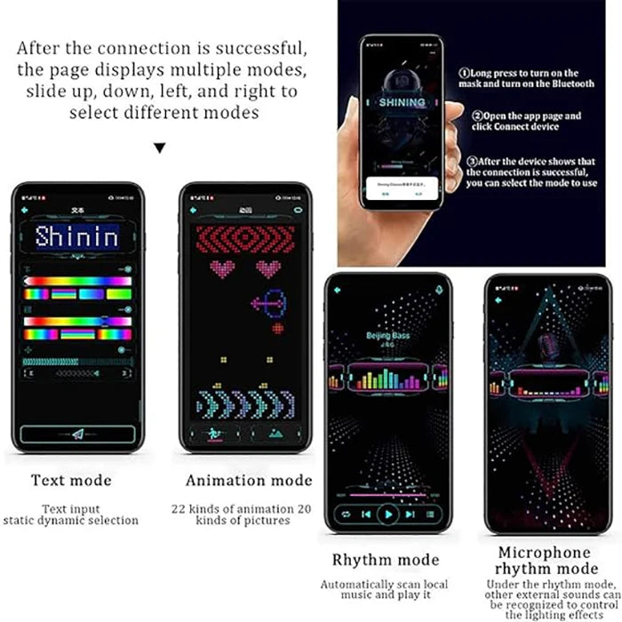 LED-Kappe mit Lauftext – App-gesteuerte LED