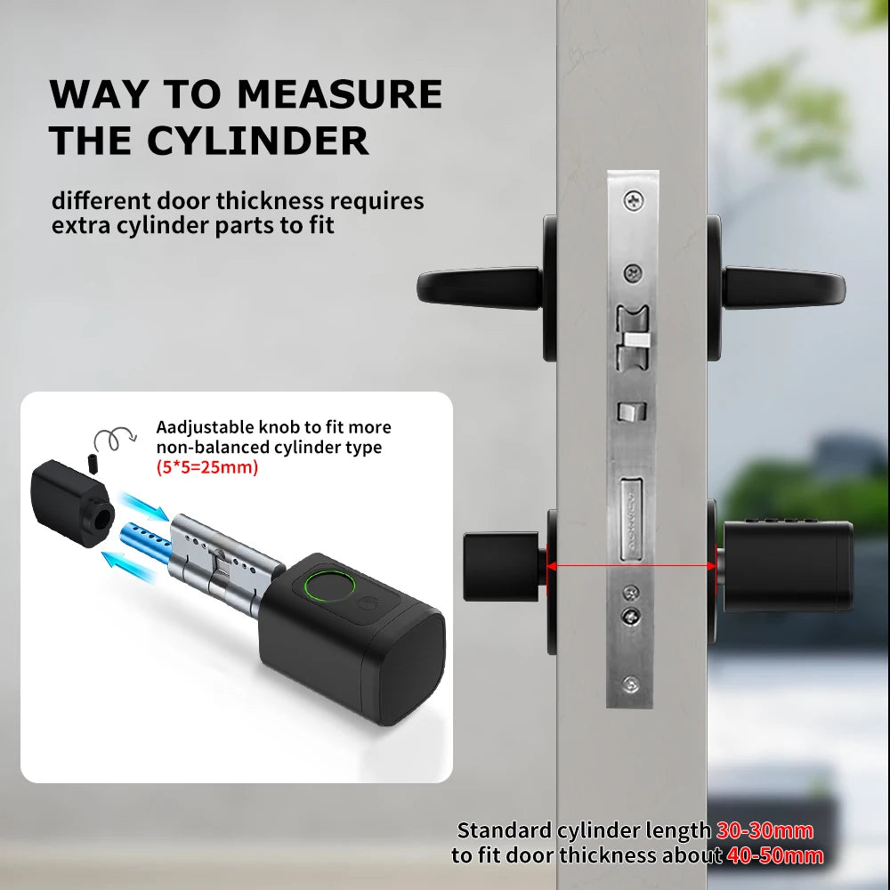 Cylindre de porte électronique intelligent – ​​TTLock / Tuya – WiFi et BLE – Modèle V1-ZKMA