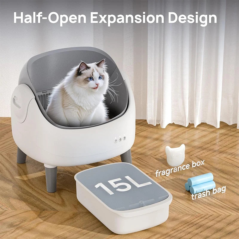 Slimme Zelfreinigende Kattenbak met App – Automatische Litter Box met Geurcontrole