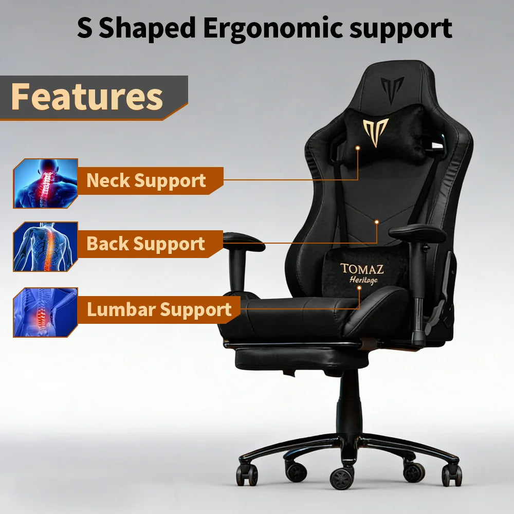 Chaise Gaming Ergonomique avec Dossier et Hauteur Réglables – Fauteuil Gamer de Luxe avec Fonction de Massage