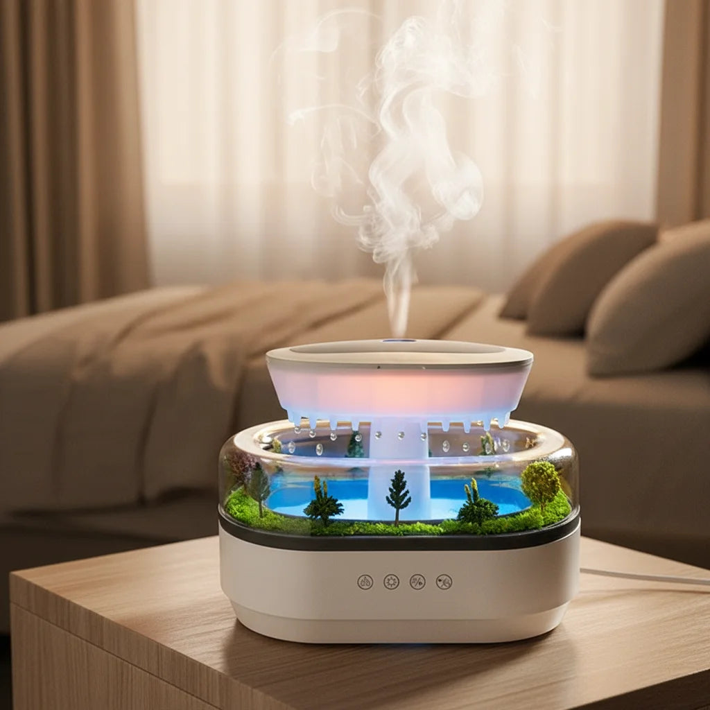 Raindrop Aroma Diffuser – Ultraschall-Luftbefeuchter mit LED-Beleuchtung & Vernebler für ätherische Öle