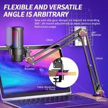RGB Dynamische USB Microfoon – Cardioïde – Met LED Verlichting – Voor Streaming & Opnames
