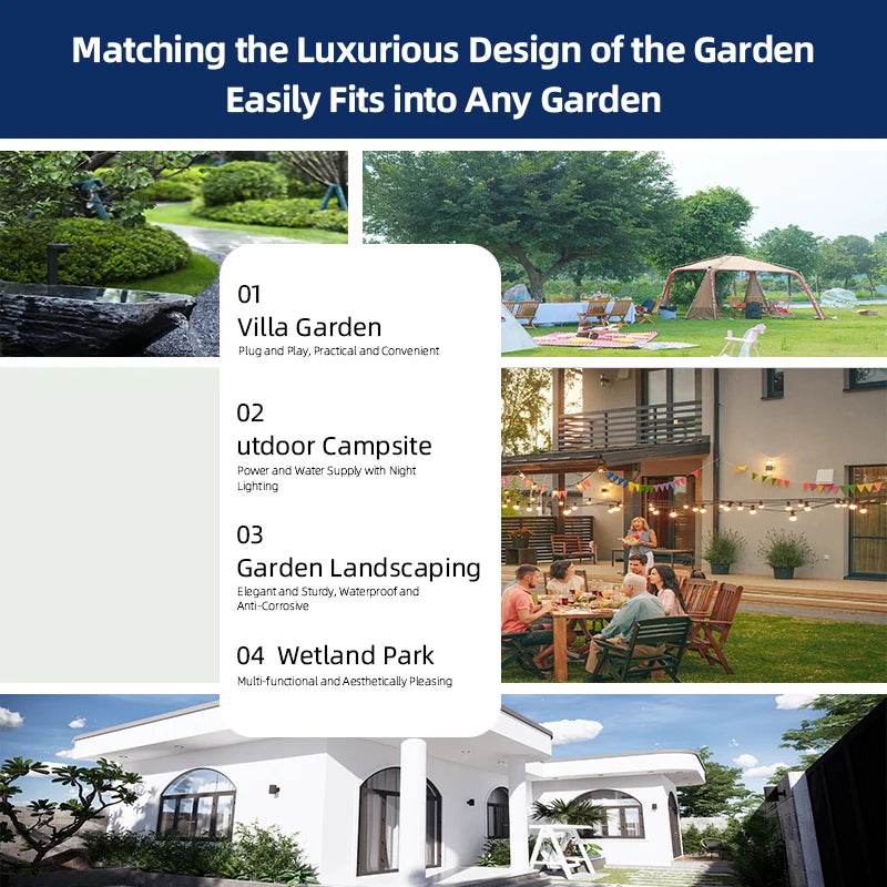 GEEYA Water- & Stroomzuil voor Tuin – IP66 Waterdicht – 220V – Model GRWE501515S