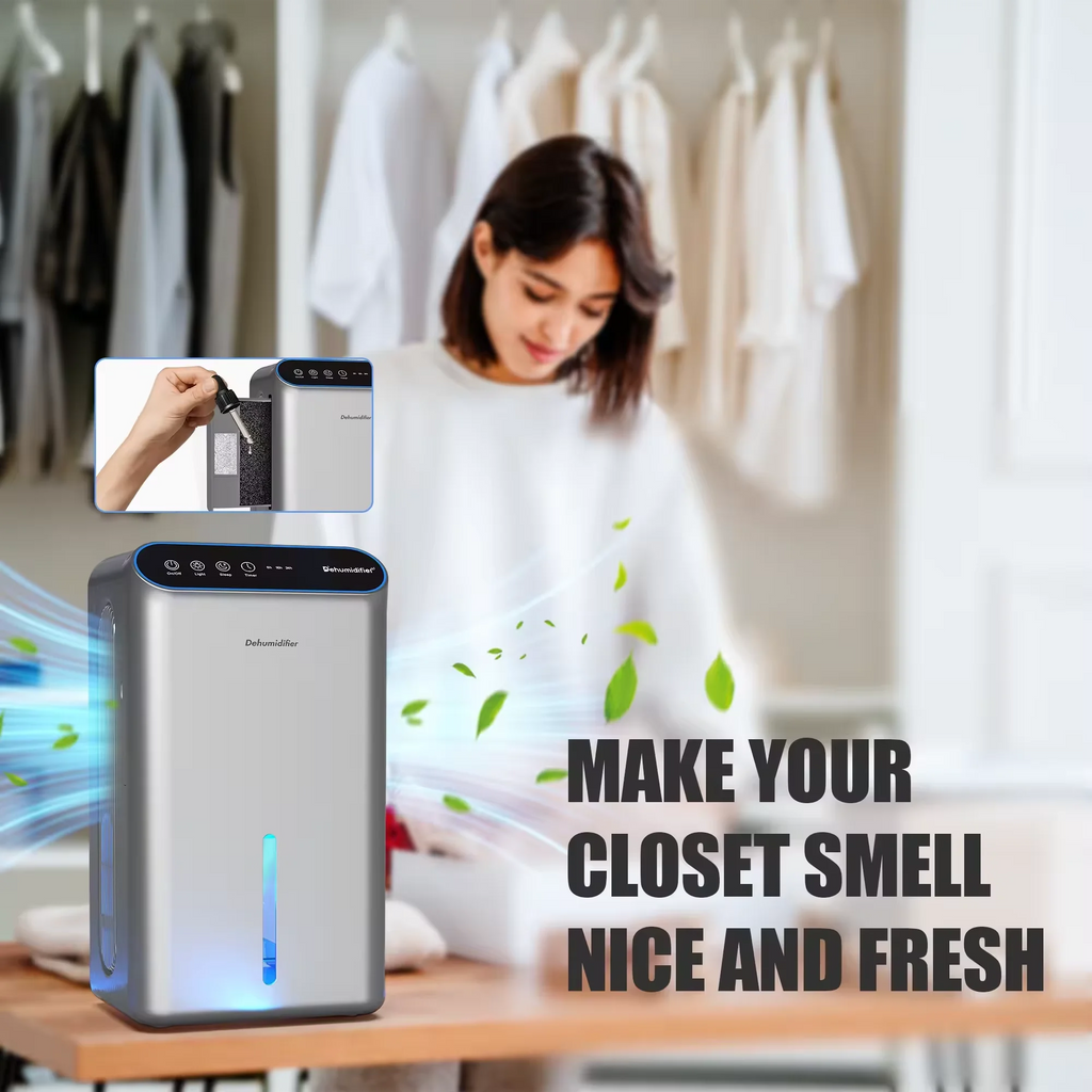 Déshumidificateur 2.5L – Déshumidificateur Électrique Puissant pour Salle de Bain, Chambre & Camping-car