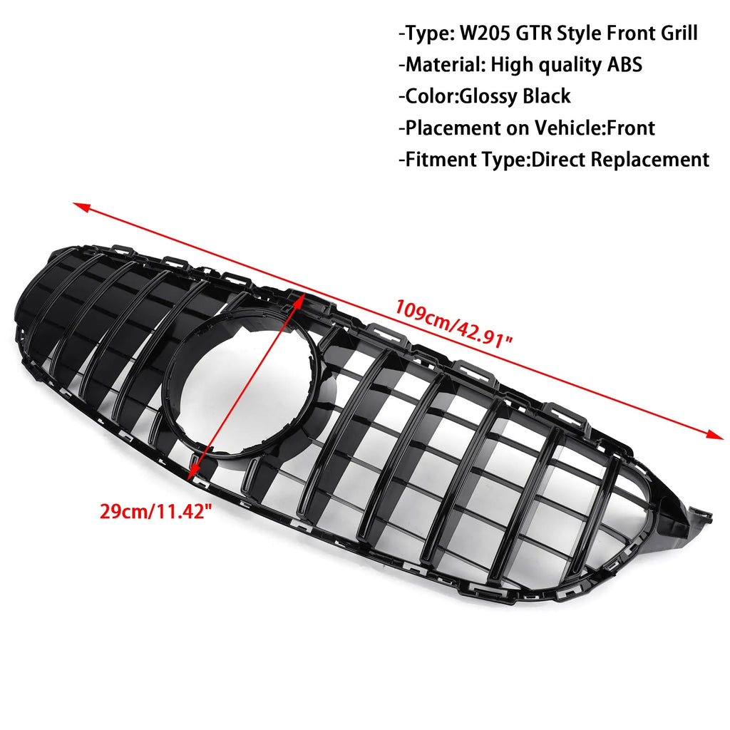 🔥 GTR Style Front Grille voor Mercedes-Benz W205 C250 / C300 / C43 (2015-2018)