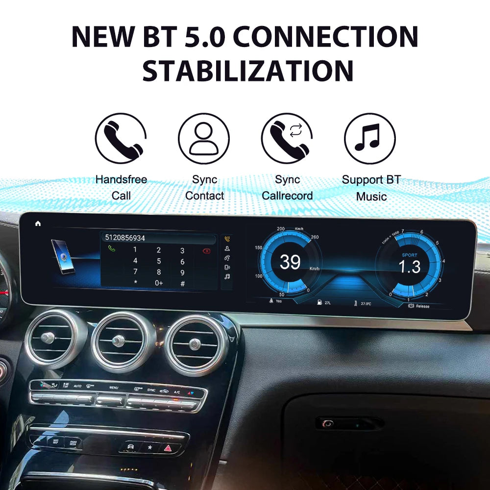 🚘 Autoradio CarPlay à double écran de 24,6 pouces pour Mercedes-Benz GLC et Classe C (2015-2024) – Système multimédia Android 13