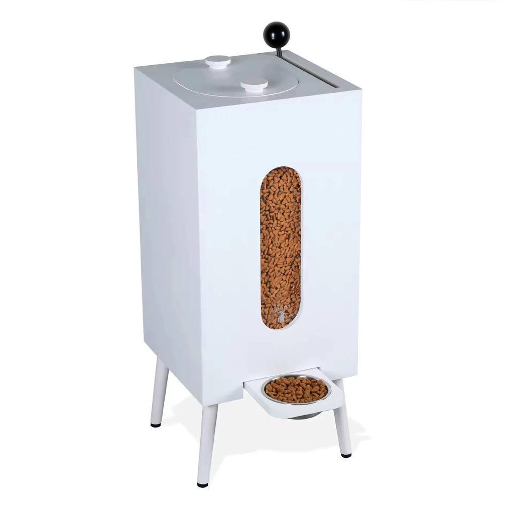 Gamelle en bois pour chien et chat – Distributeur de croquettes automatique au design Noyer grande capacité