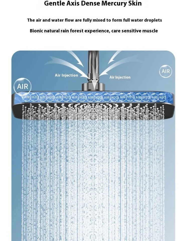 Luxus Thermostatische Regendusche Set Schwarz – Messing Duscharmatur mit Handbrause & Massagestrahlen