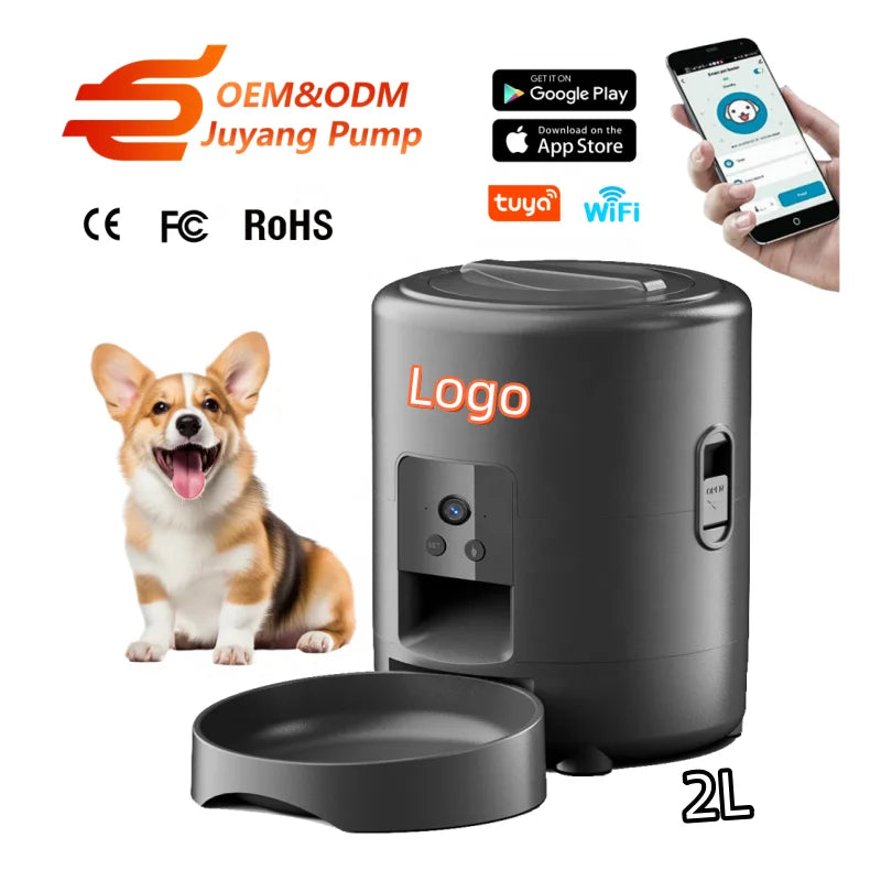 Distributeur automatique de croquettes pour chats et chiens avec caméra et Wi-Fi – Mangeoire intelligente pour animaux de compagnie de 2 L