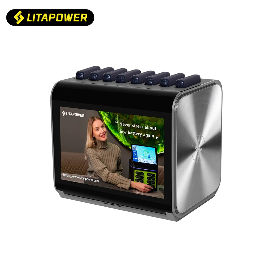 Shared Mobile Power Bank Charging Station met 10” LCD – Powerbank Verhuur Systeem
